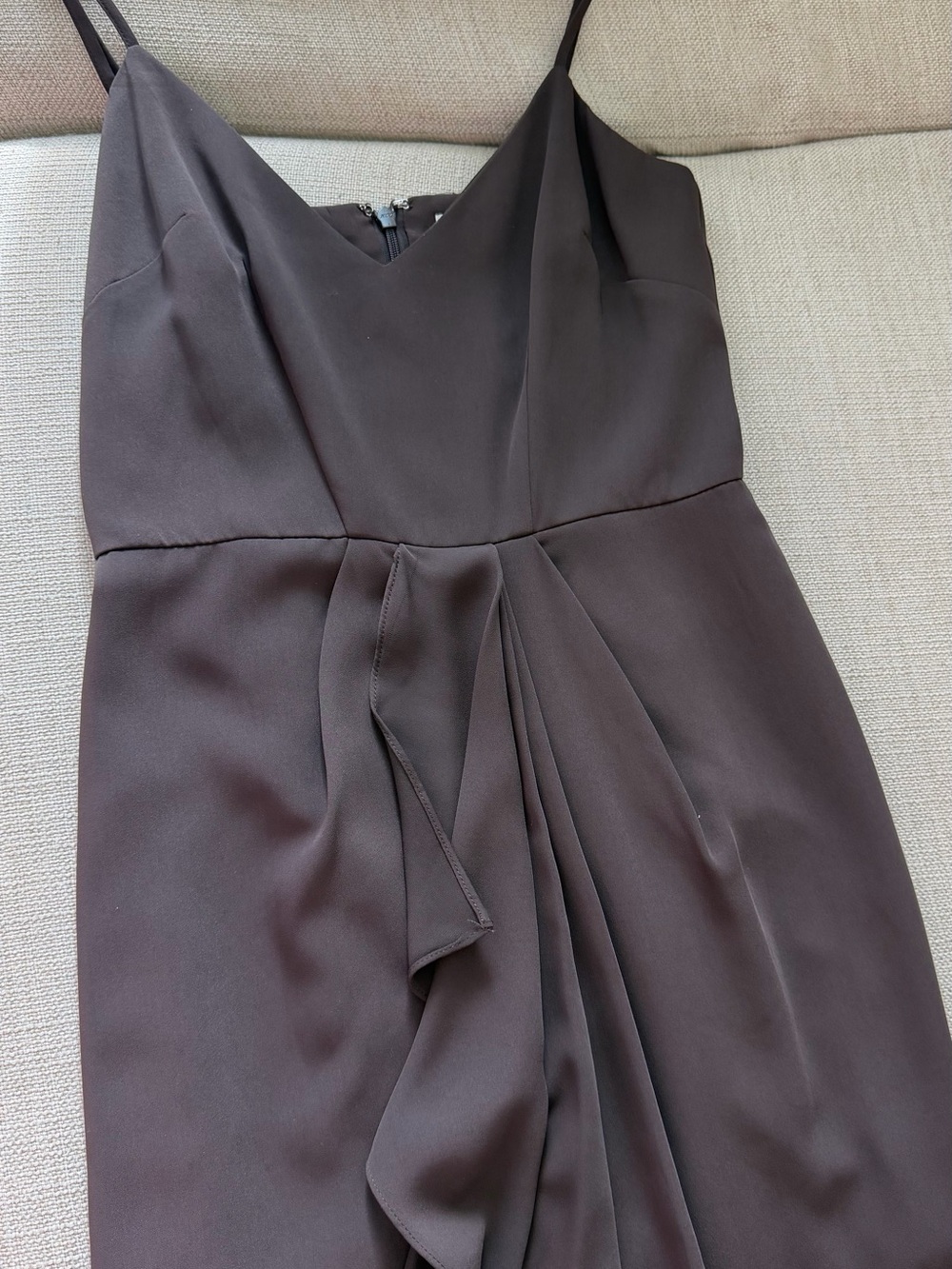 Gianni Bini Brown Midi Dress with Draped Front